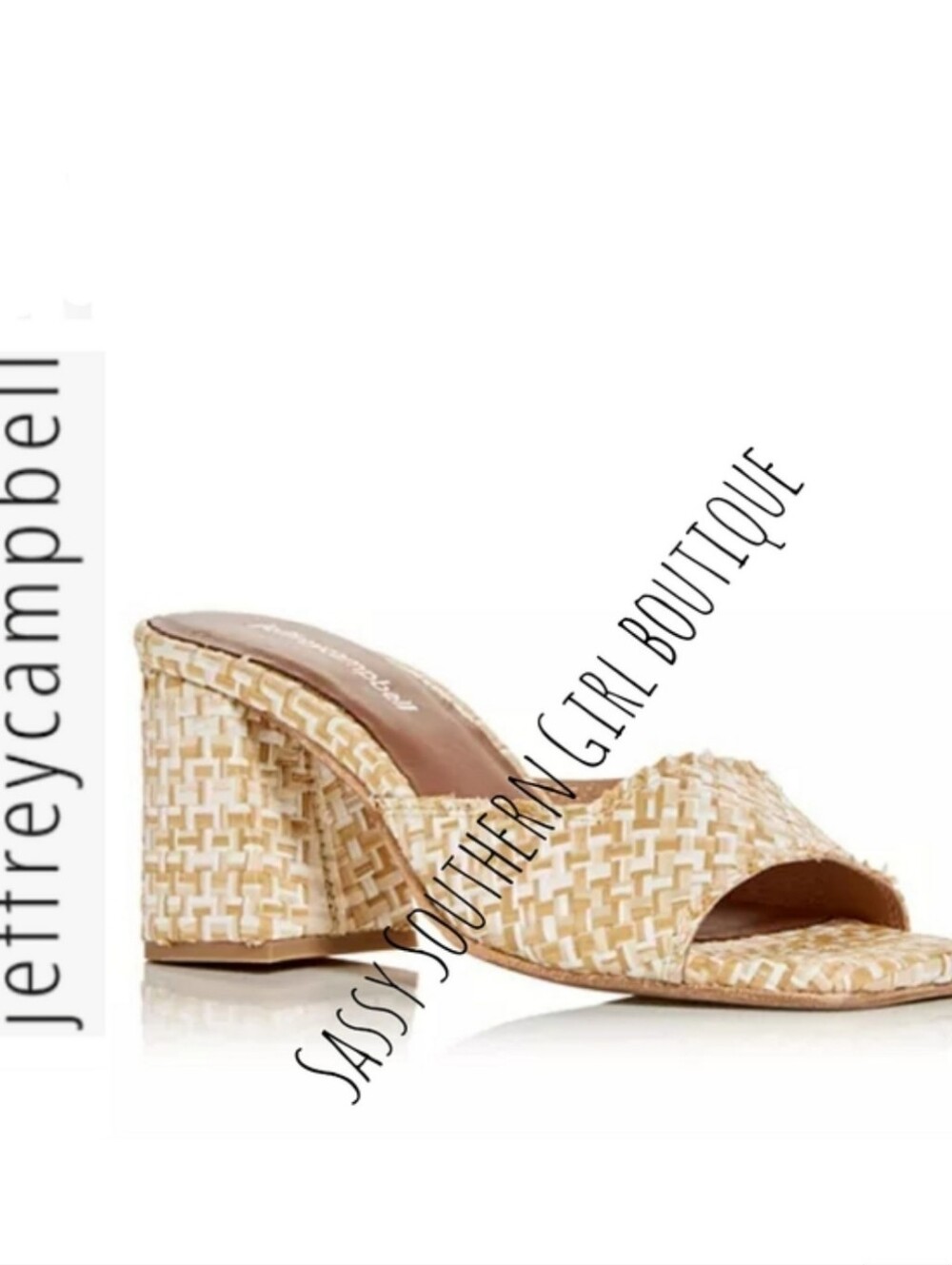 🆕⭐ Jeffrey Campbell tan woven straw mules